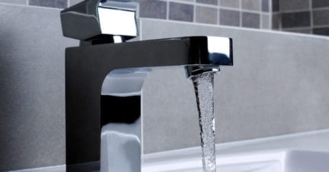 Hot water from faucet