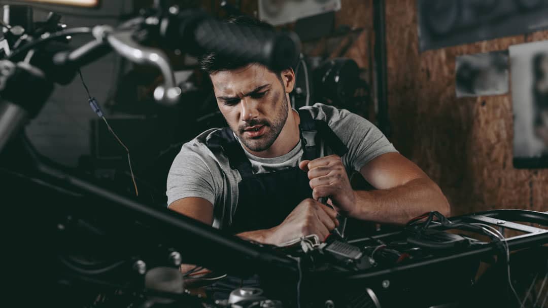 Man working in his garage