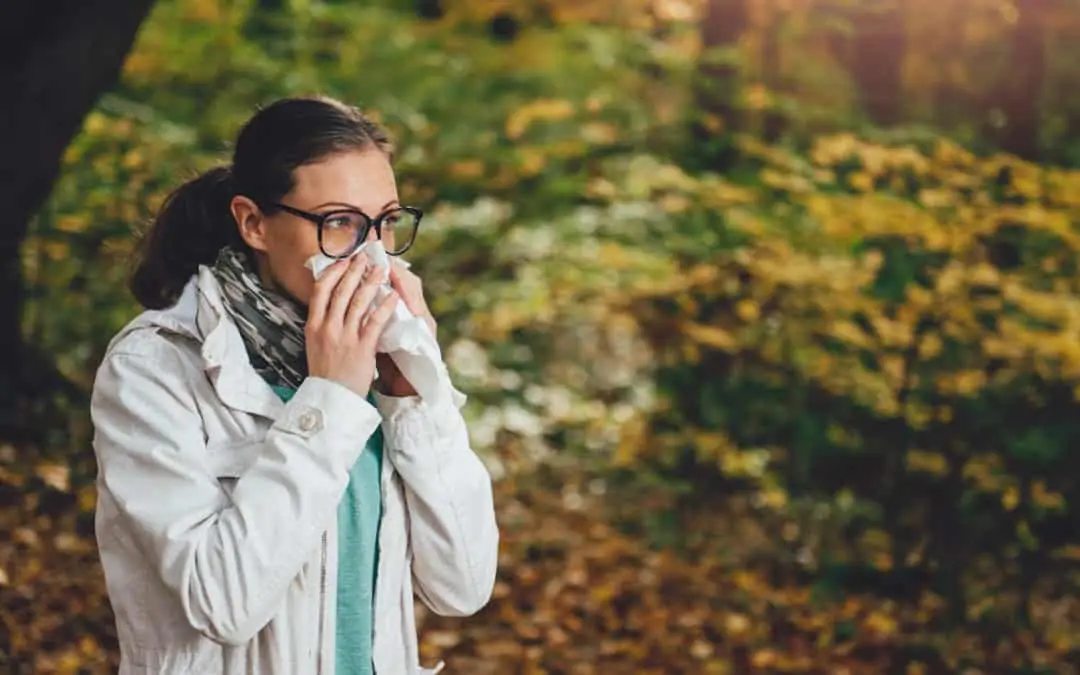 Woman with fall allergies