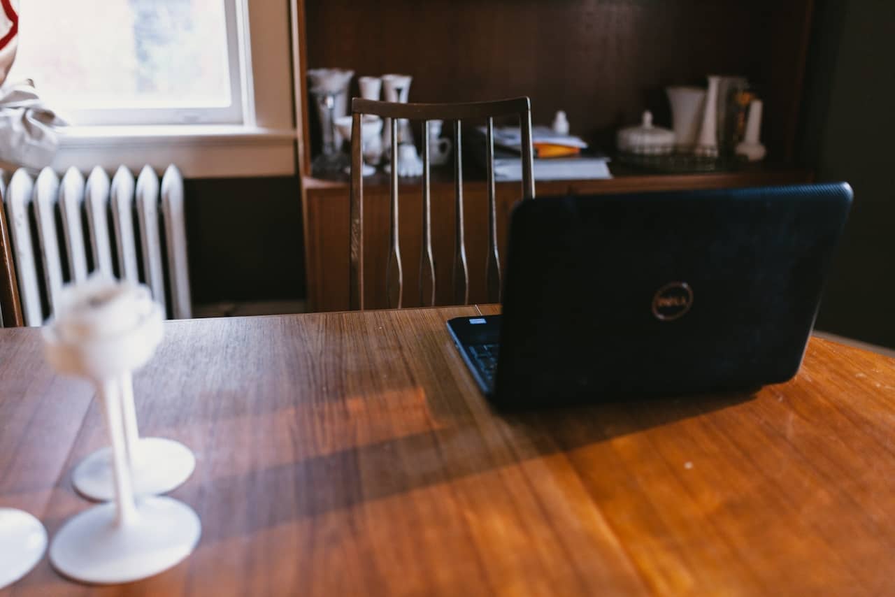 Working from home - laptop on table