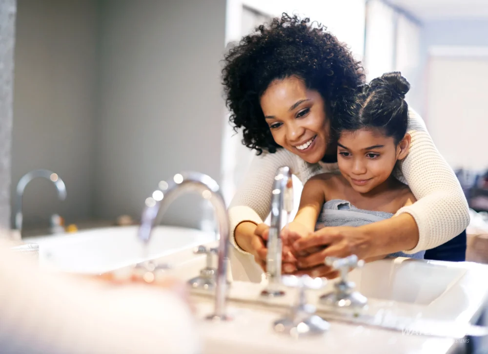 Family using clean water