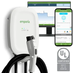 Emporia Electric Vehicle Charger Installation by Haley Mechanical Emporia Electric Vehicle Charger installed in a garage by Haley Mechanical, SE Michigan's trusted EV charger installers